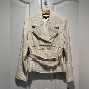 Blanc Noir Double-Breasted Wool-Blend Tweed Jacket